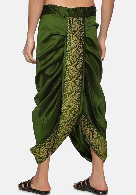 Green Green Printed Dhoti For Men