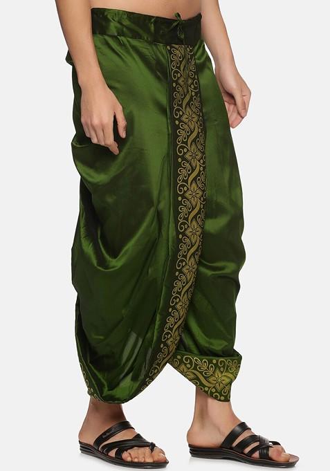 Green Green Printed Dhoti For Men