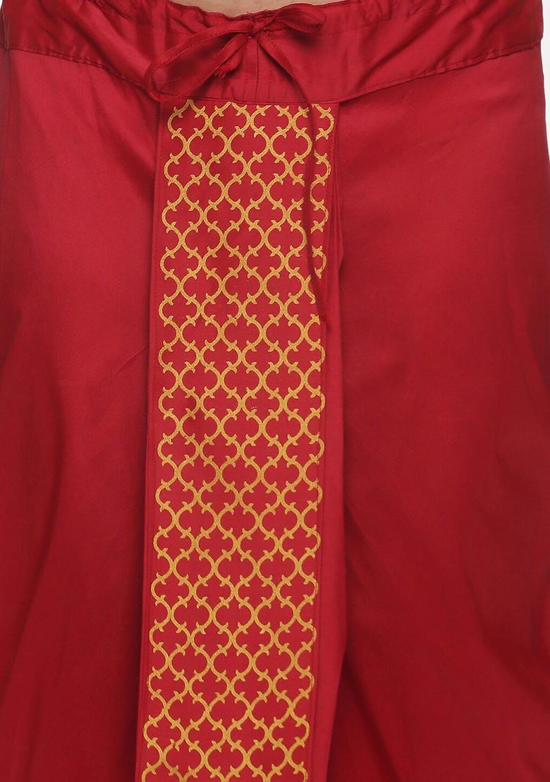 Maroon Maroon Printed Dhoti For Men