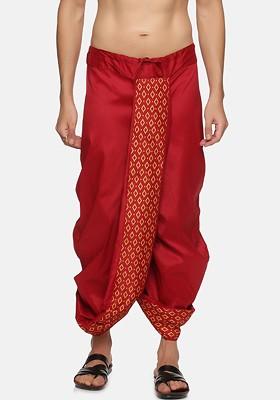 Maroon Maroon Printed Dhoti Pant For Men