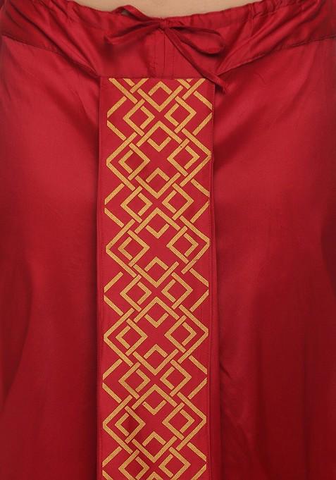 Maroon Maroon Printed Dhoti For Men