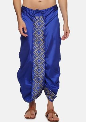 Navy Blue Navy Blue Printed Dhoti For Men
