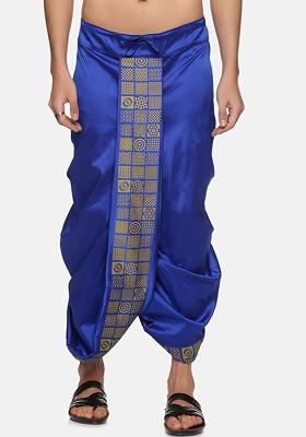 Navy Blue Navy Blue Printed Dhoti For Men