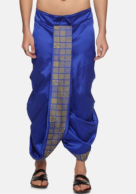 Navy Blue Navy Blue Printed Dhoti For Men — view on Indya