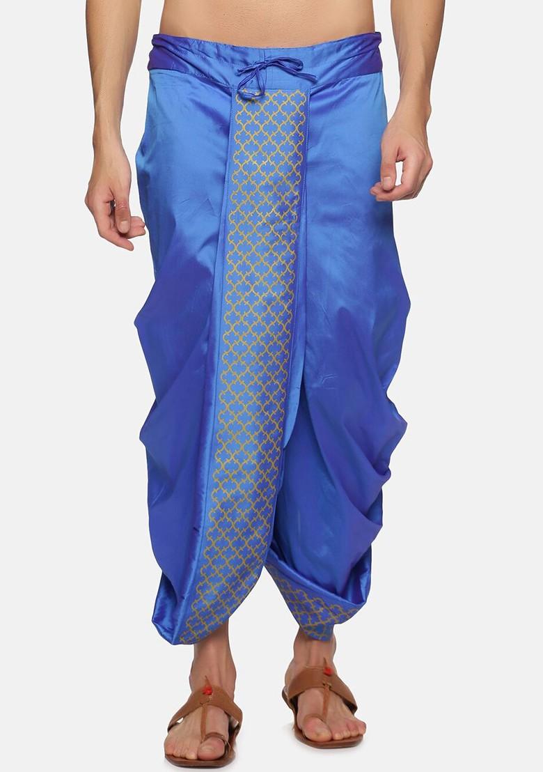 Blue Blue Printed Dhoti For Men