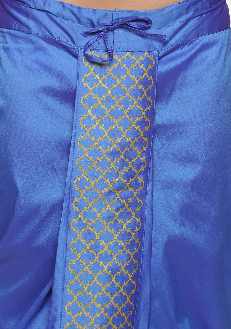 Blue Blue Printed Dhoti For Men - Indya