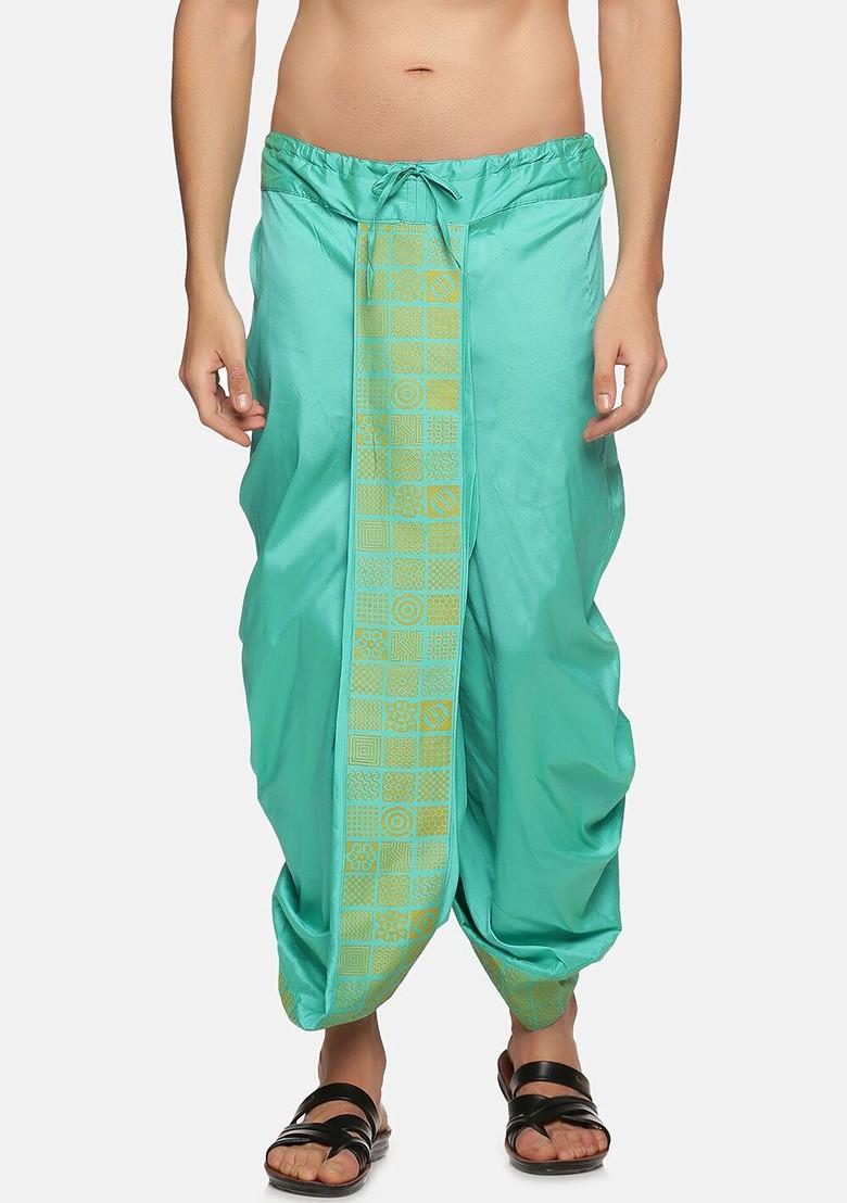 Green Green Printed Dhoti For Men