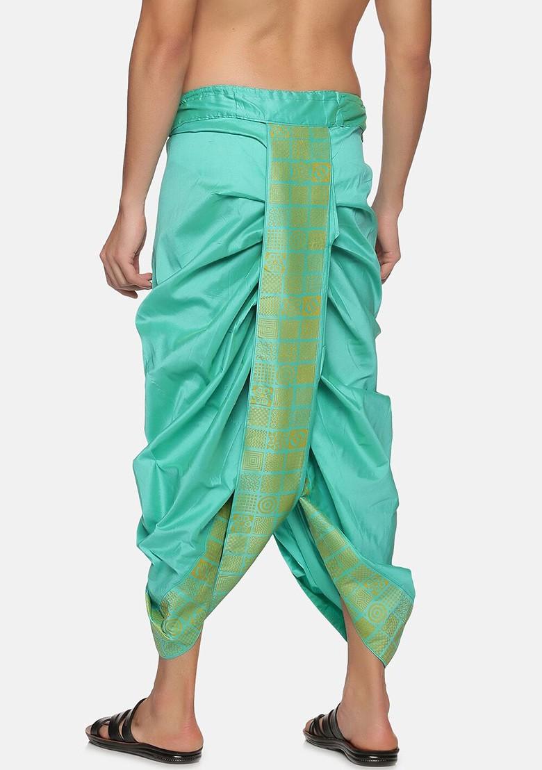 Green Green Printed Dhoti For Men