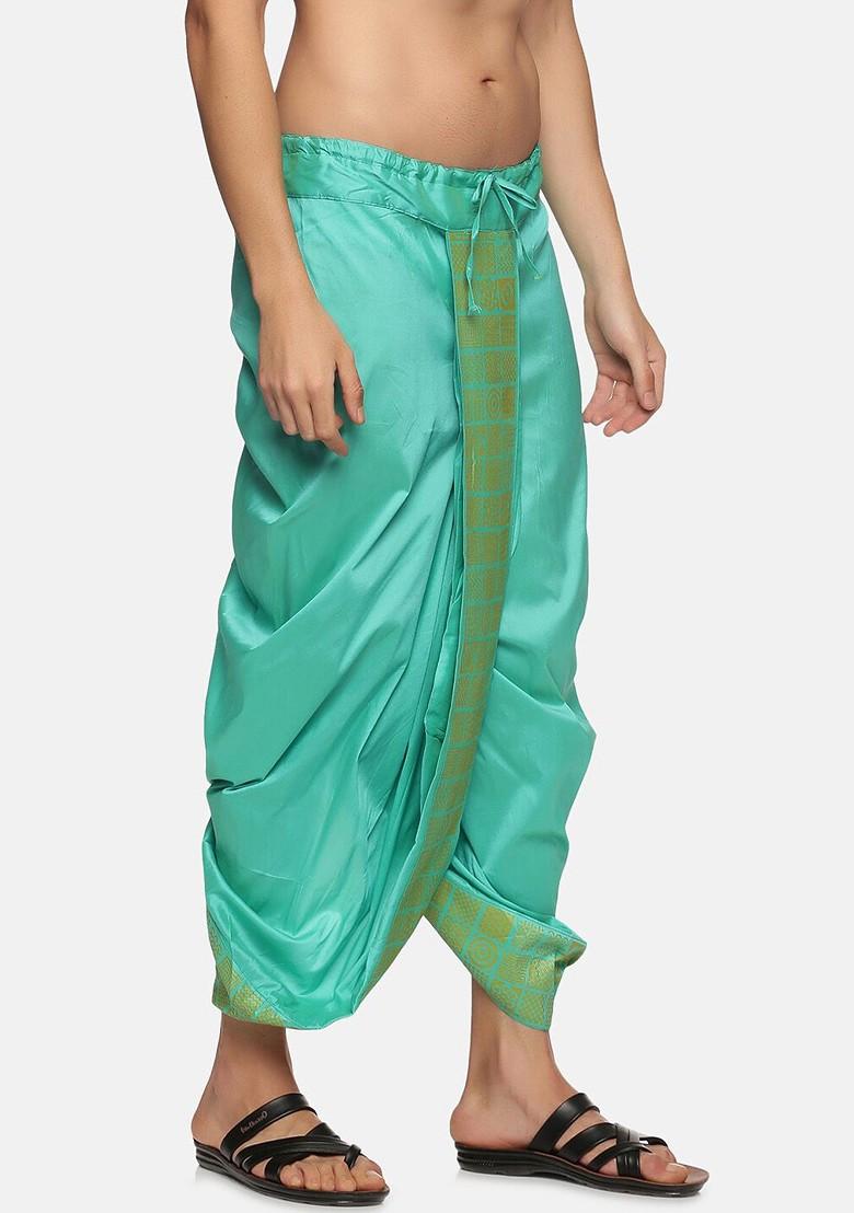 Green Green Printed Dhoti For Men