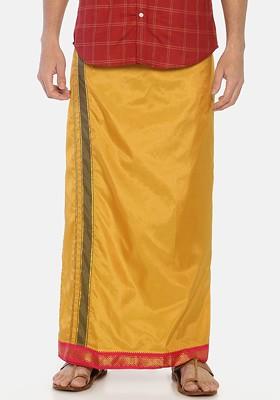 Mustard Mustard Orange Solid Dhoti For Men