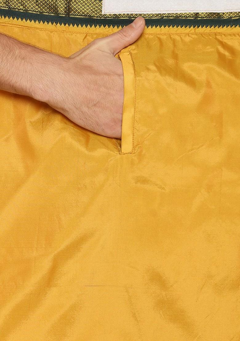 Mustard Mustard Orange Solid Dhoti For Men - Indya