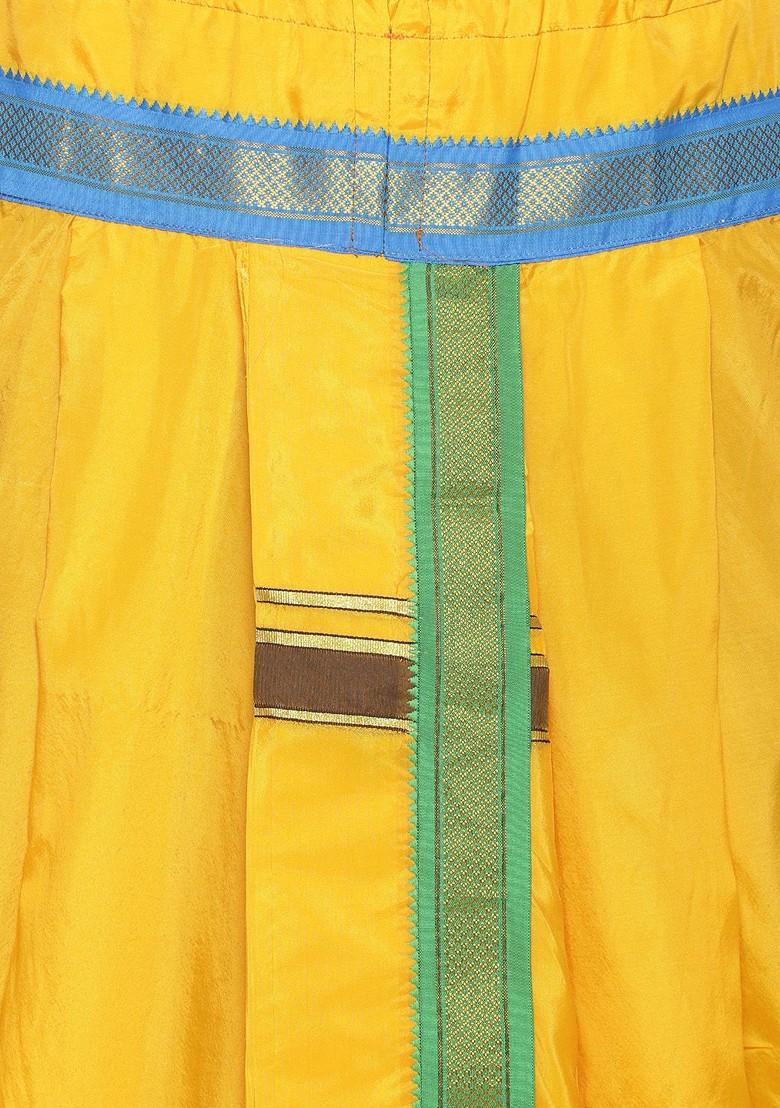 Yellow Solid Double Layer Dhoti Pant For Men