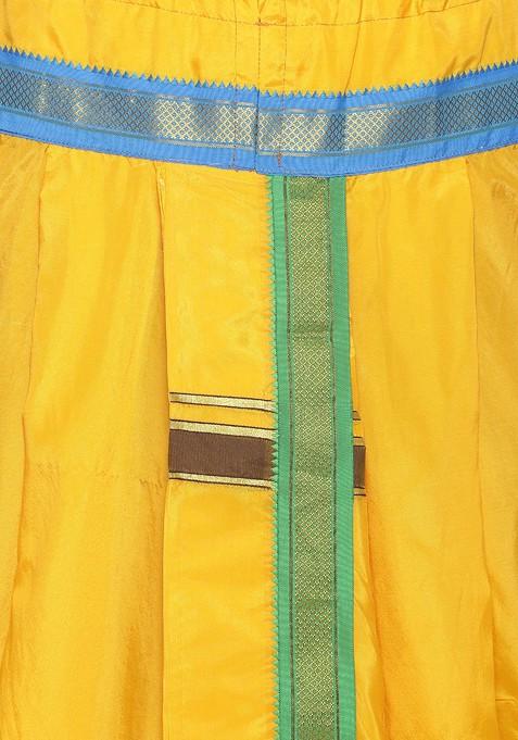 Yellow Solid Double Layer Dhoti Pant For Men