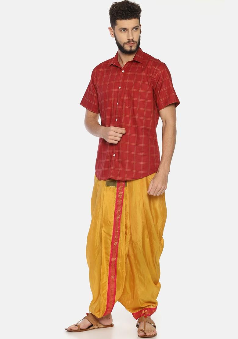 Mustard Mustard Yellow Solid Dhoti Pant For Men