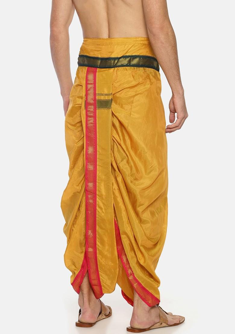 Mustard Mustard Yellow Solid Dhoti Pant For Men