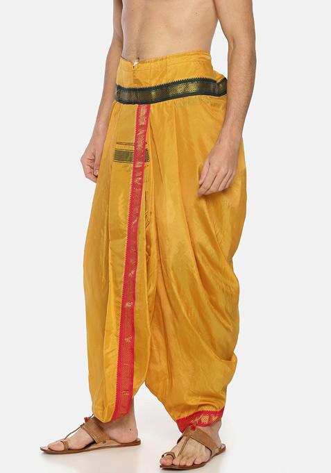 Mustard Mustard Yellow Solid Dhoti Pant For Men