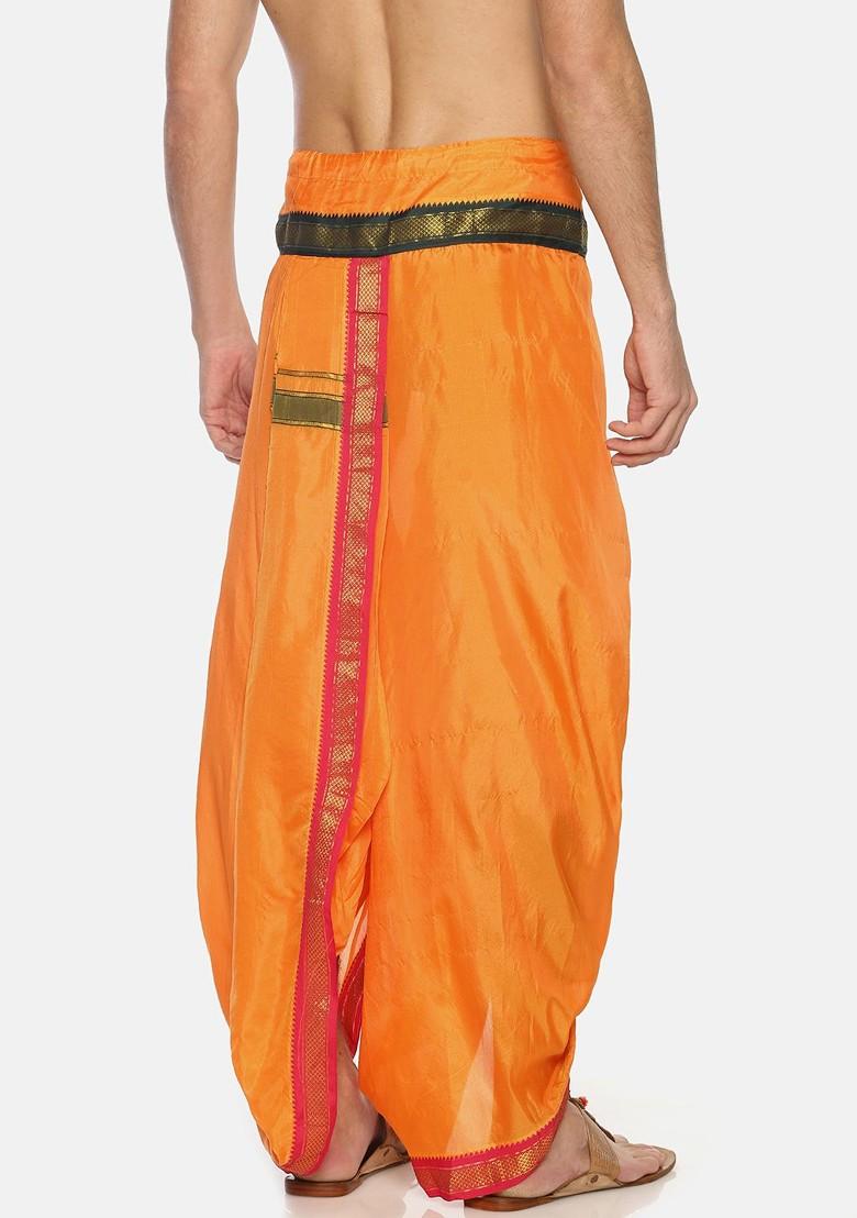 Orange Orange Solid Dhoti Pant For Men - Indya