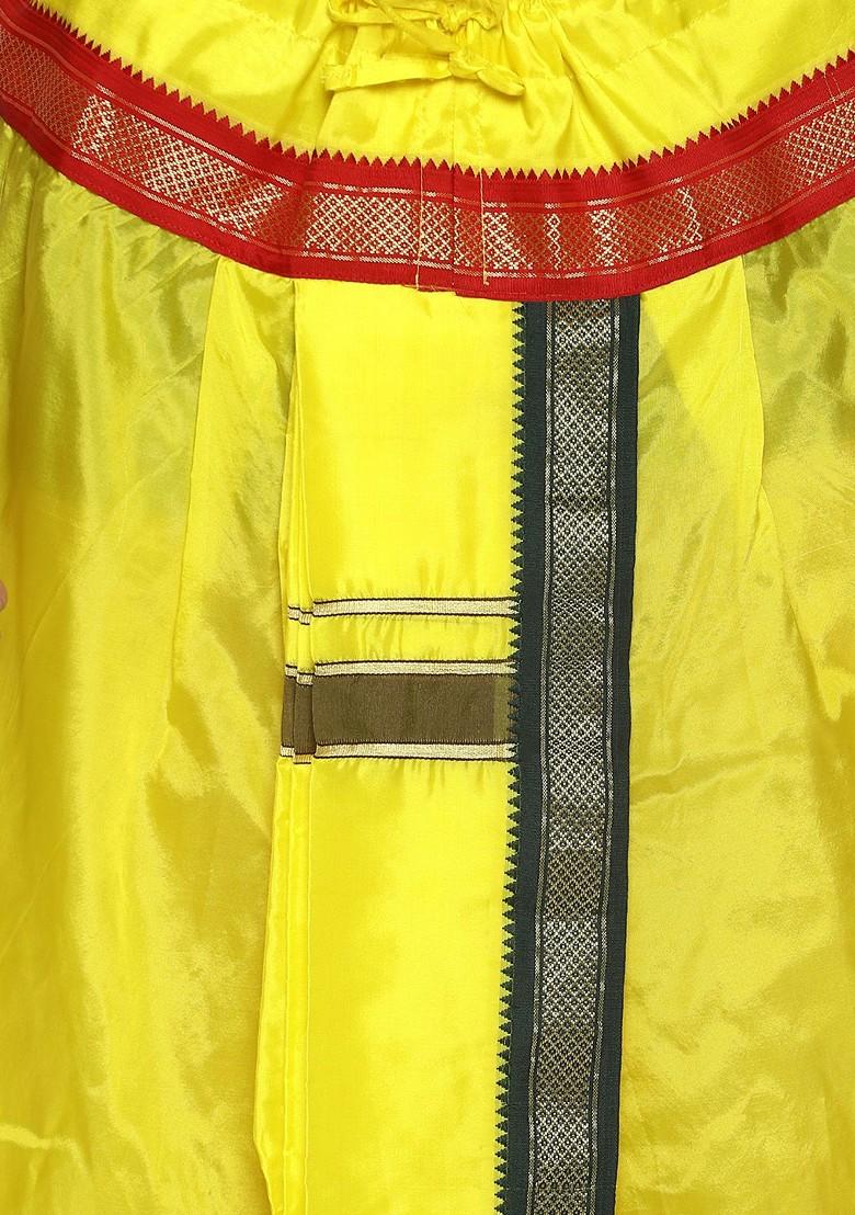 Yellow Solid Dhoti Pants With Angavastram For Men