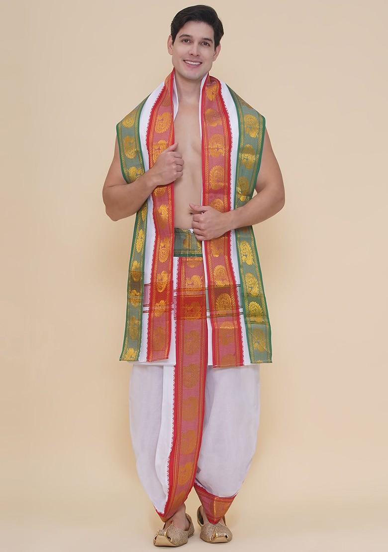 White Cotton Dhoti Pant For Men