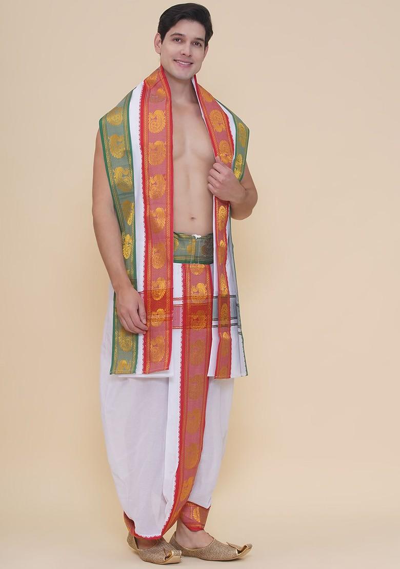 White Cotton Dhoti Pant For Men