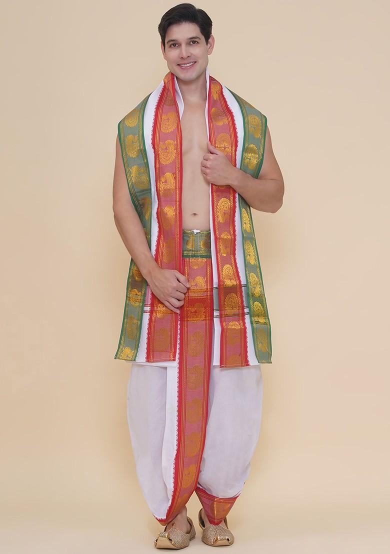 White Cotton Dhoti Pant For Men