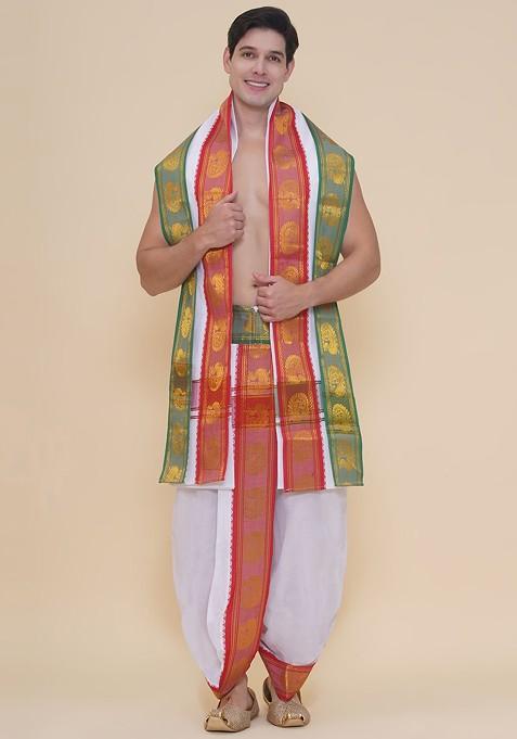 White Cotton Dhoti Pant For Men