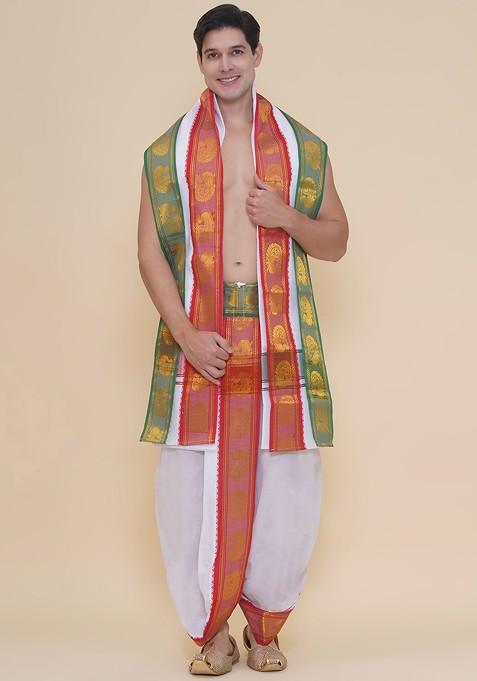 White Cotton Dhoti Pant For Men