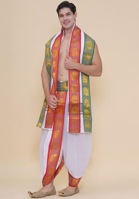 White Cotton Dhoti Pant For Men