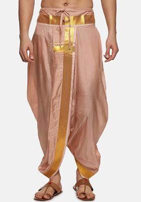Bronze Mid Rise Art Silk Dhotipants For Men