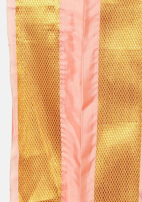 Peach Mid Rise Dhotipants With Angavastram For Men
