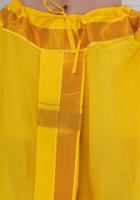 Yellow Dhotipant With Angavastram Set For Men