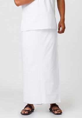 White Cotton White Solid Single Layer Dhoti Prayer Dhoti For Men