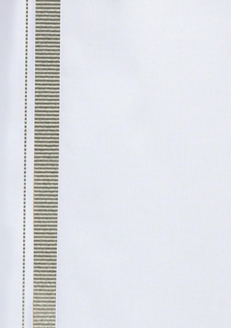 White Cotton White Solid Silver Jari Border Single Layer Dhoti For Men