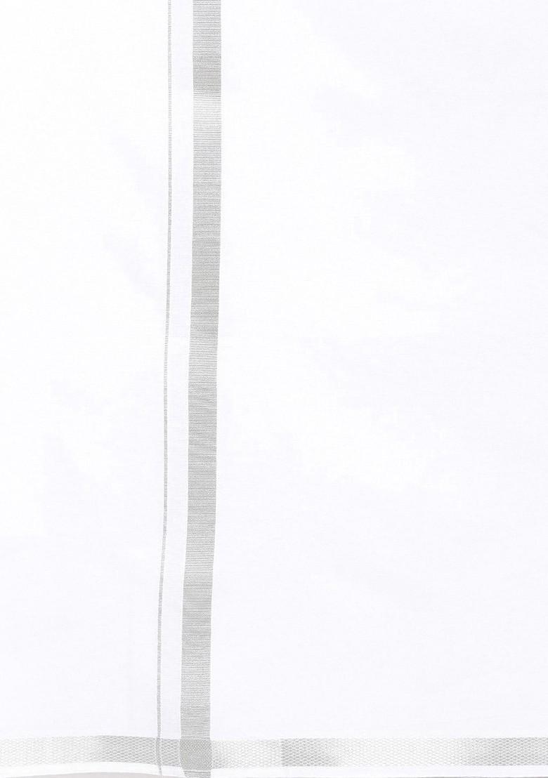 Cream Pack Of 2 Mid Rise Pure Cotton Single Layer Zari Border Dhotis For Men - Indya