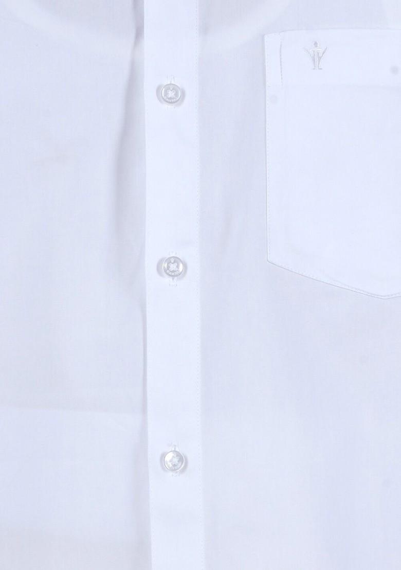 White Short Sleeves Pure Cotton Shirt With Dhoti For Men - Indya