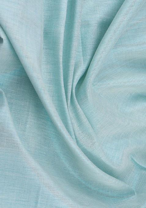 White Cotton Tissue Single Layer Ramar Green Dhoti With Jari Border For Men