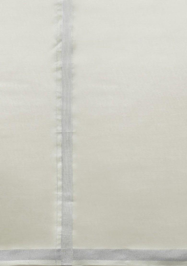 Silver Cotton Blend Half Sleeve Shirt With Matching Single Dhoti Set For Men