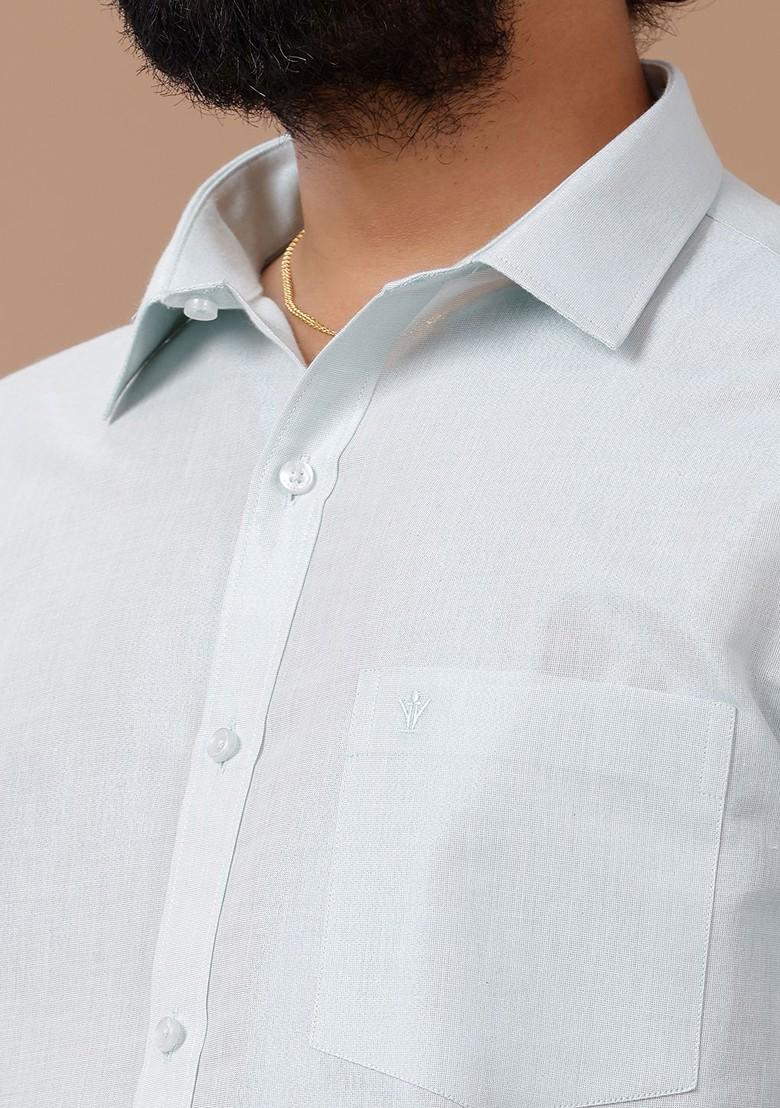 White Cotton Blend Dhoti Andfull Sleeves Shirt Set For Men