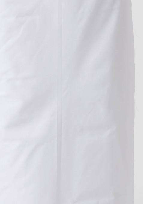 White Cotton White Full Sleeves Medium Length Kurta With Dhoti Set For Men
