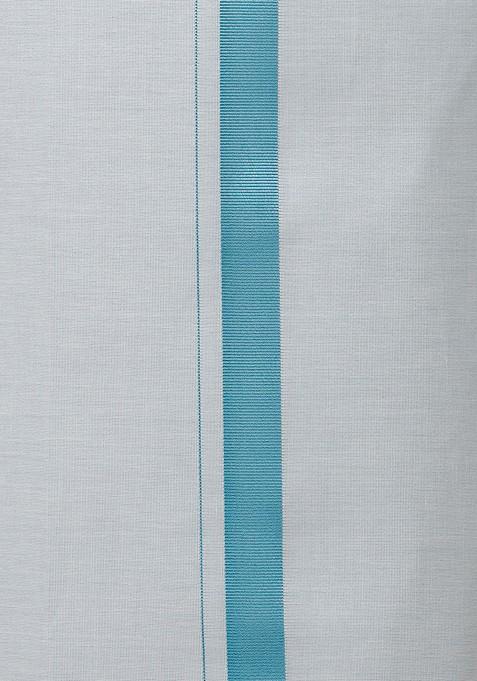 White Cotton Blend Dhoti And Half Sleeves Shirt Set For Men