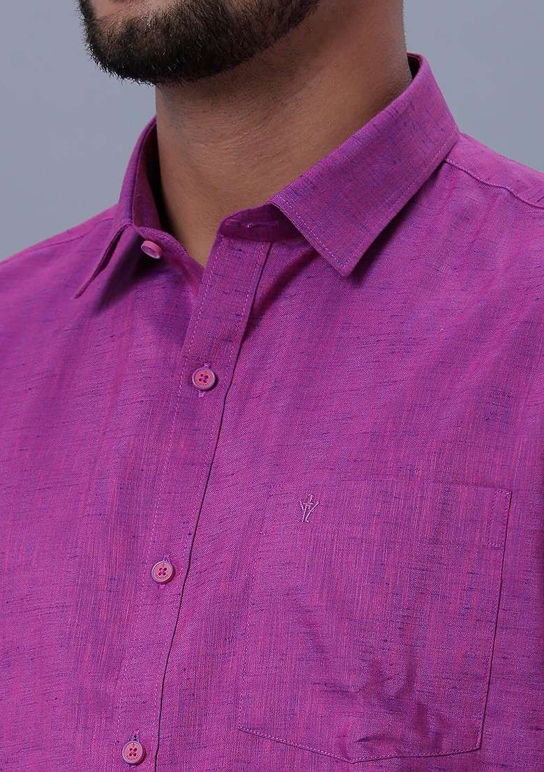 Purple Cotton Dhoti With Shirt For Men - Indya