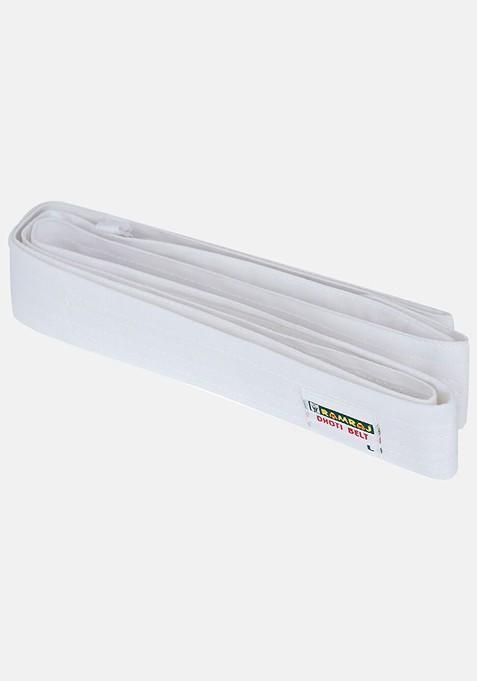 White Pure Cotton Shirt Double Dhoti Towel And Belt For Men