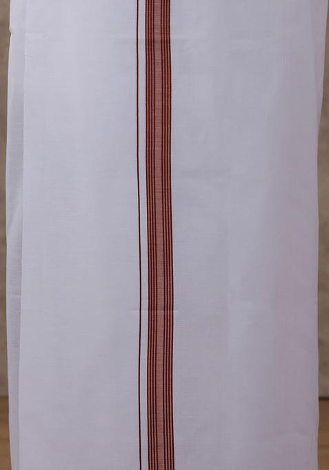 Brown Full Sleeve Shirt With Fancy Border Dhoti For Men
