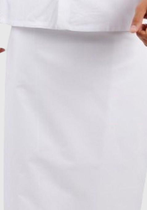 White Cotton White Solid Single Layer Dhoti Prayer Dhoti For Men