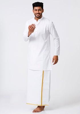 Pure Cotton Kurta With Dhoti Set For Men
