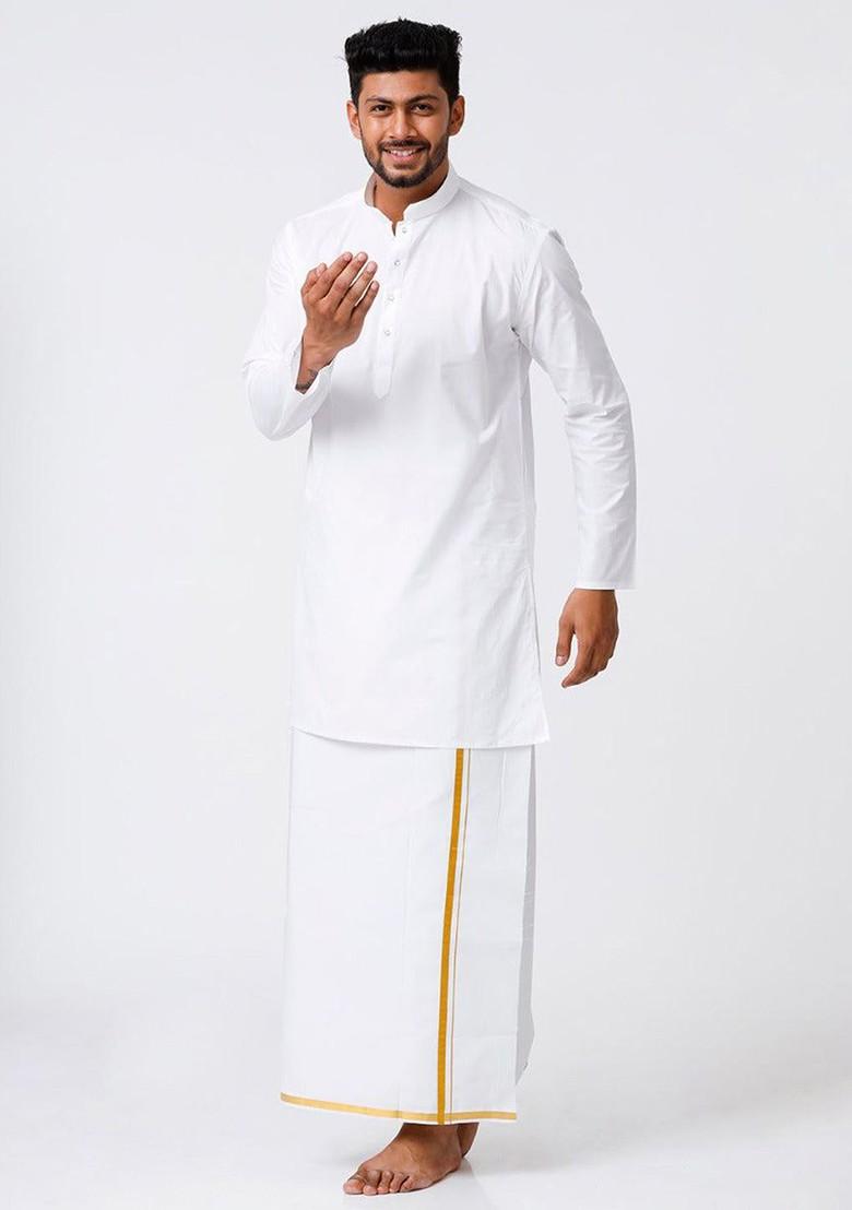 Pure Cotton Kurta With Dhoti Set For Men