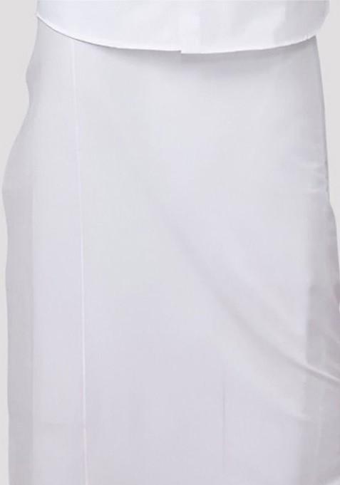 White Cotton White Solid Single Layer Prayer Dhoti For Men