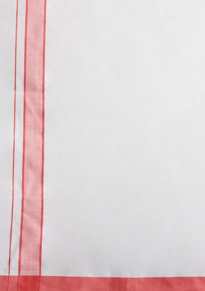 White Solid Formal Cotton Blend Shirt With Dhoti For Men