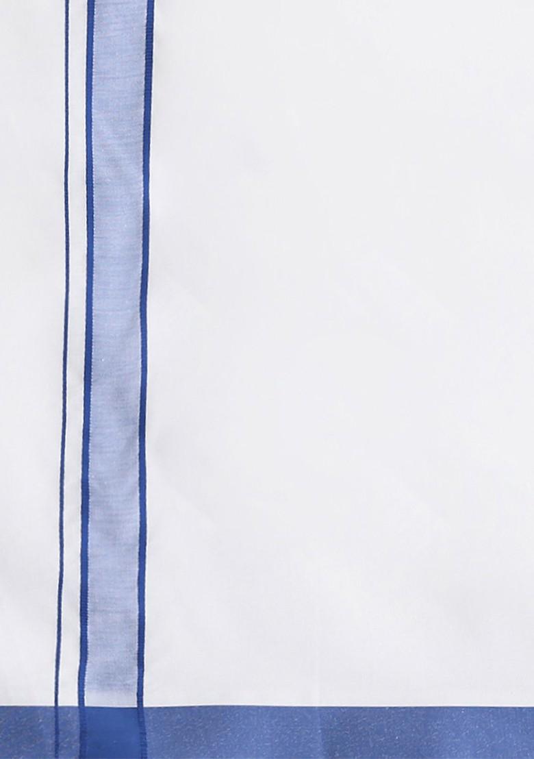 White Solid Formal Cotton Blend Shirt With Dhoti For Men - Indya