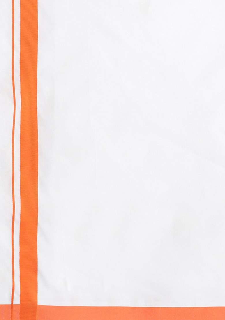 White Solid Formal Cotton Blend Shirt With Dhoti For Men - Indya